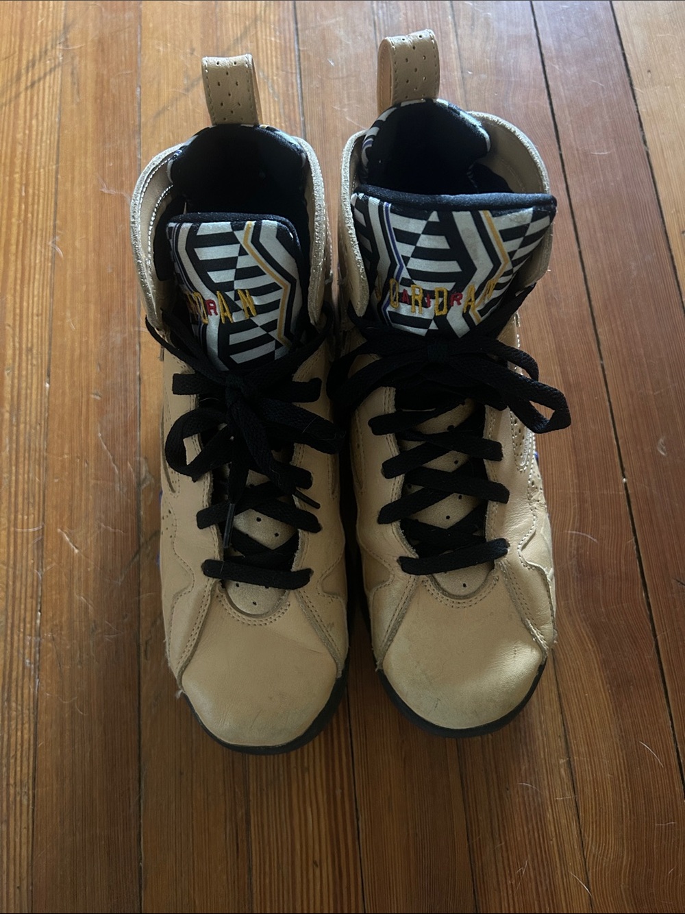 Jordan Beige and Black High-Top Sneakers